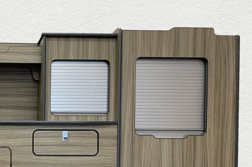 tambour door installation in a camper can