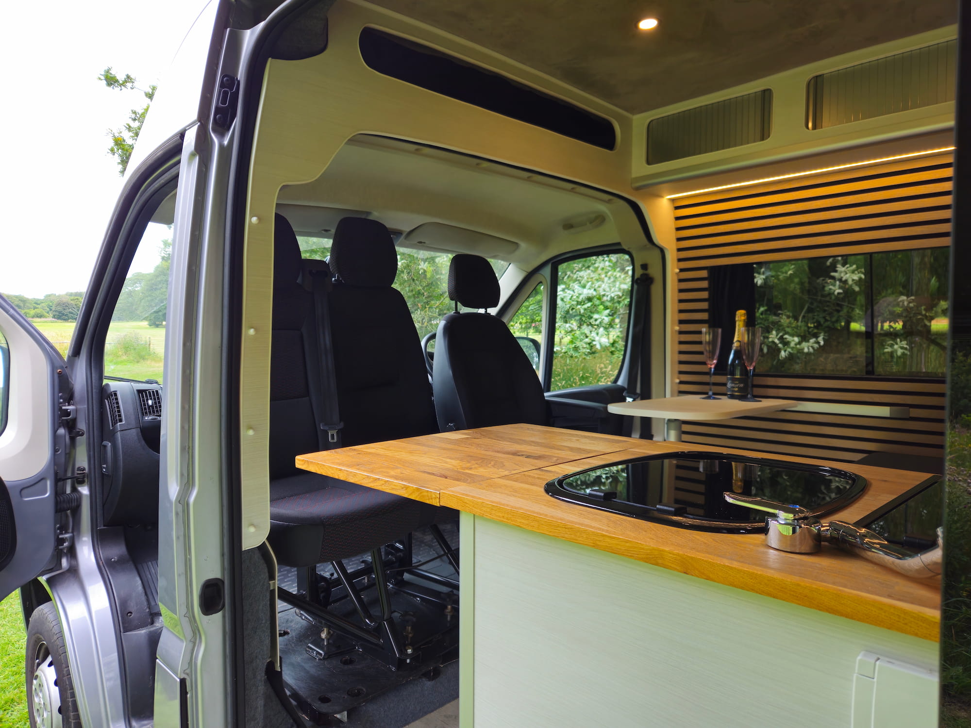 Interior of a Citroën Relay off-grid campervan conversion by WeConvert